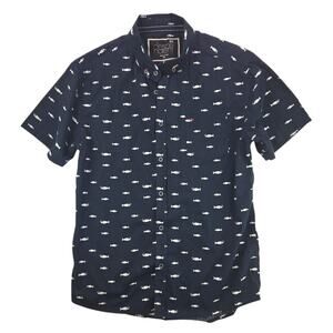 Descendent NYC | Slim Fit + Flex Fish Short Sleeve Button Up Shirt | Size Medium